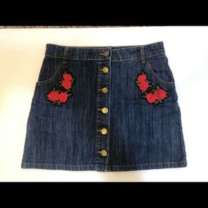 Embroidered Jean skirt